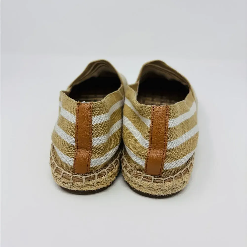 Vionic Valeri Stripe Canvas Espadrille Slip On Flats 8.5 Comfort Orthotic